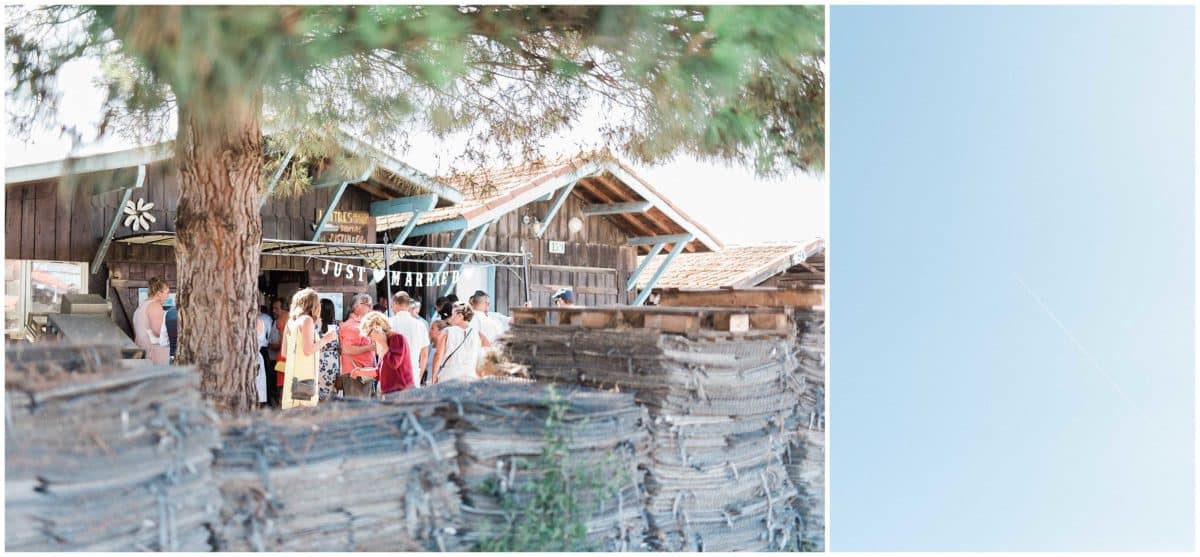 cabane a huitre les pieds dans l'eau sur le Bassin d'Arcachon a Gujan Mestras au port de larros près de Bordeaux