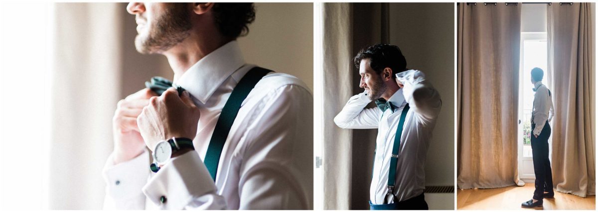 préparatifs dans une chambre au domaine de galoupet photos prise par pixaile Photography photographe de mariage destination wedding en Provence