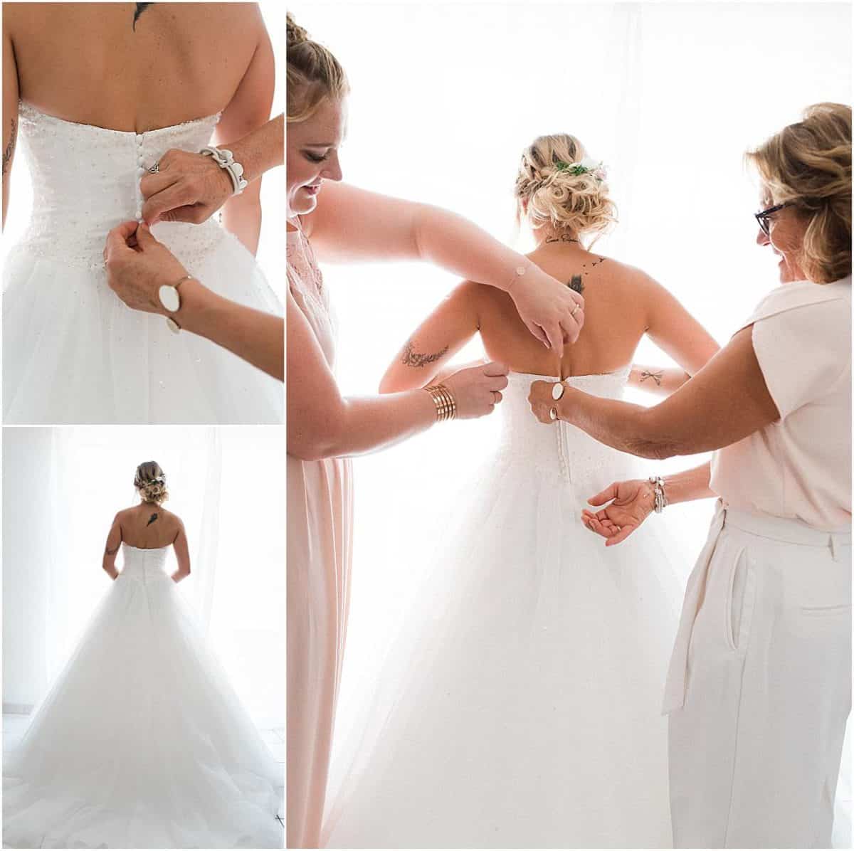 photographe professionnel lors des préparatifs d'un mariage sur Paris avec les demoiselle d'honneur en plein été au château de Vallery