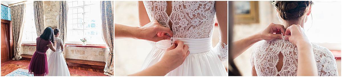 photographe de mariage en gironde lors des préparatifs de la mariée au château de la ligne proche de Bordeaux à Lignan de bordeaux