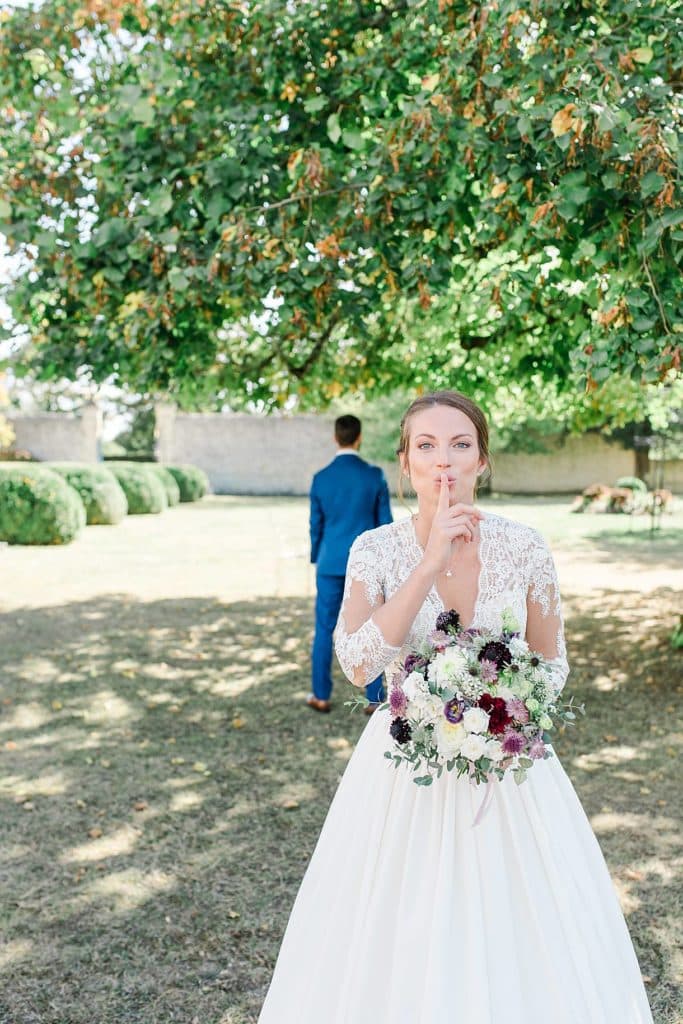 first look au chateau de la ligne pour leur mariage photos réalisé par pixaile photography photographe de mariage