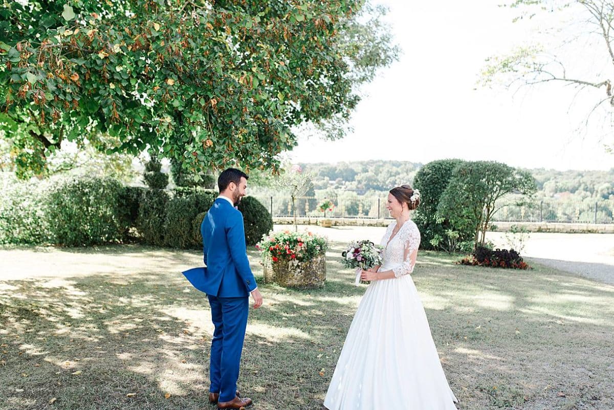 first look au chateau de la ligne pour leur mariage photos réalisé par pixaile photography