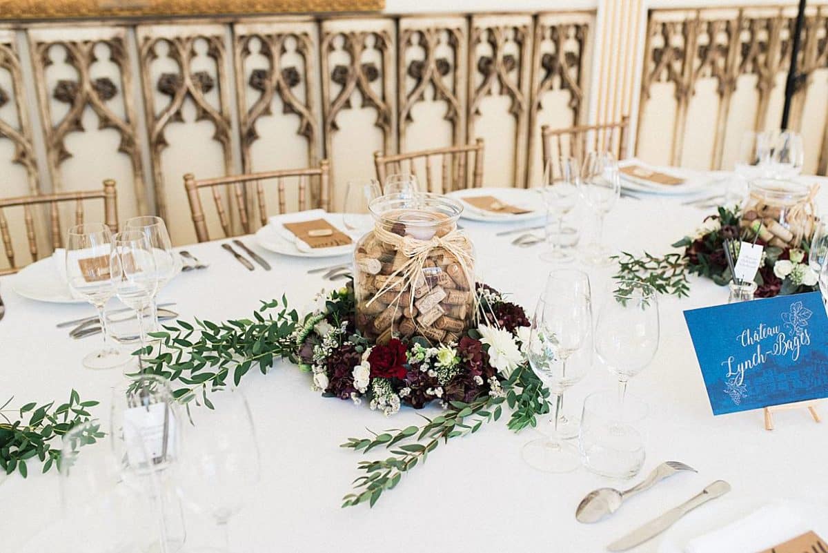détails de table de mariage au château De la ligne à lignan de bordeaux photos réalisé par pixzaile photography photographe de mariage en gionde