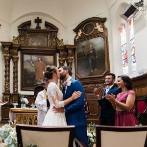 Beautiful wedding in church at the teste de buch on the arcachon bay with pixaile photography french wedding photographer in Gironde near bordeaux
