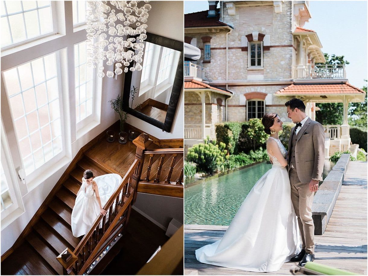 decouverte des mariés à la villa la tosca sur le bassin d'arcachon lors d'un mariage de prestige avec Pixaile photography photographe de mariage a bordeaux