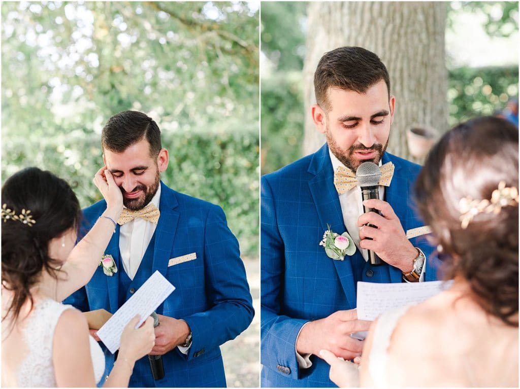 photographe de mariage à Bordeaux lors d'une cérémonie laïque au Chateau Courtade Dubuc