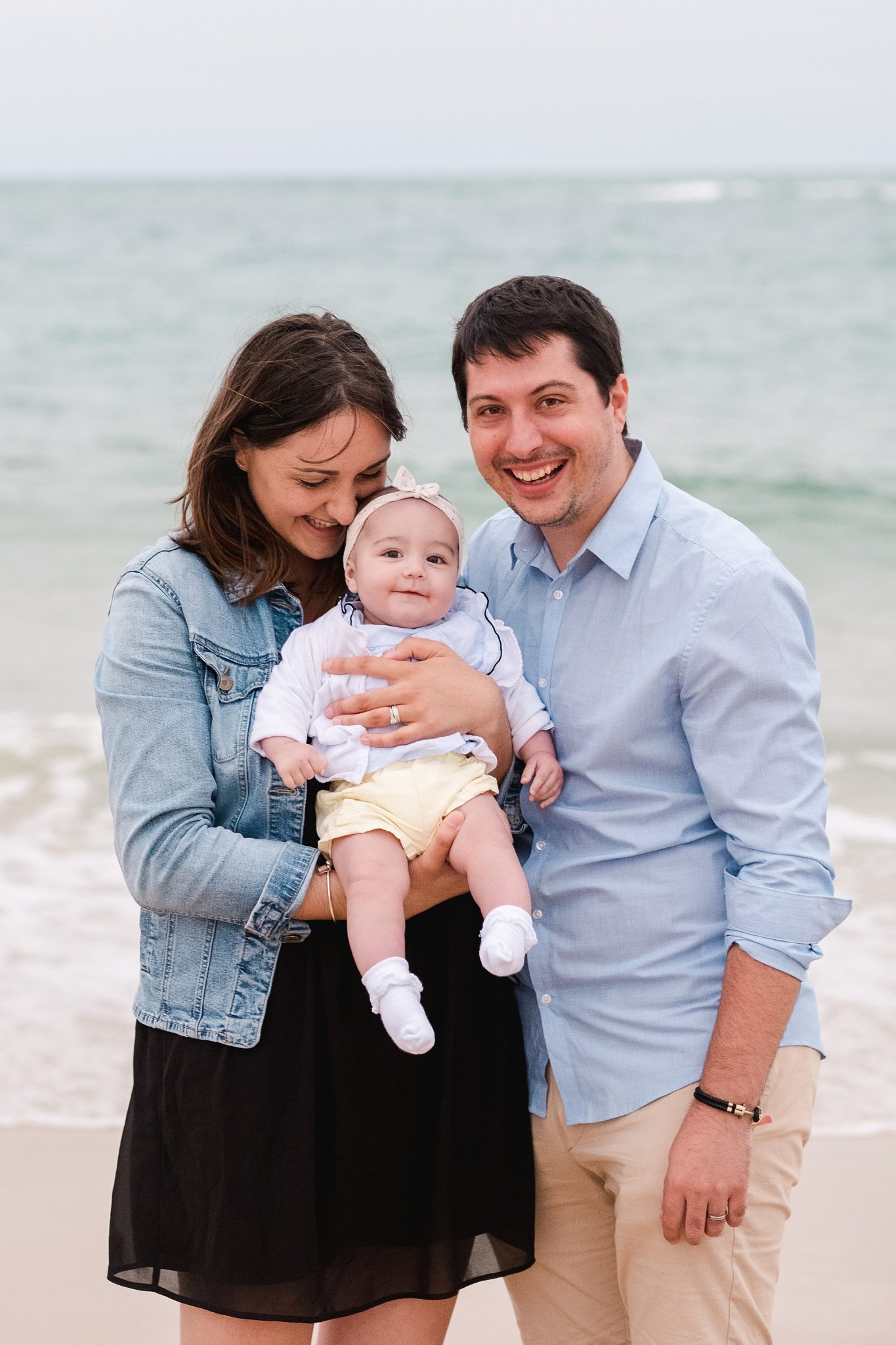 seance couple avec bebe au bord du bassin d'arcachon