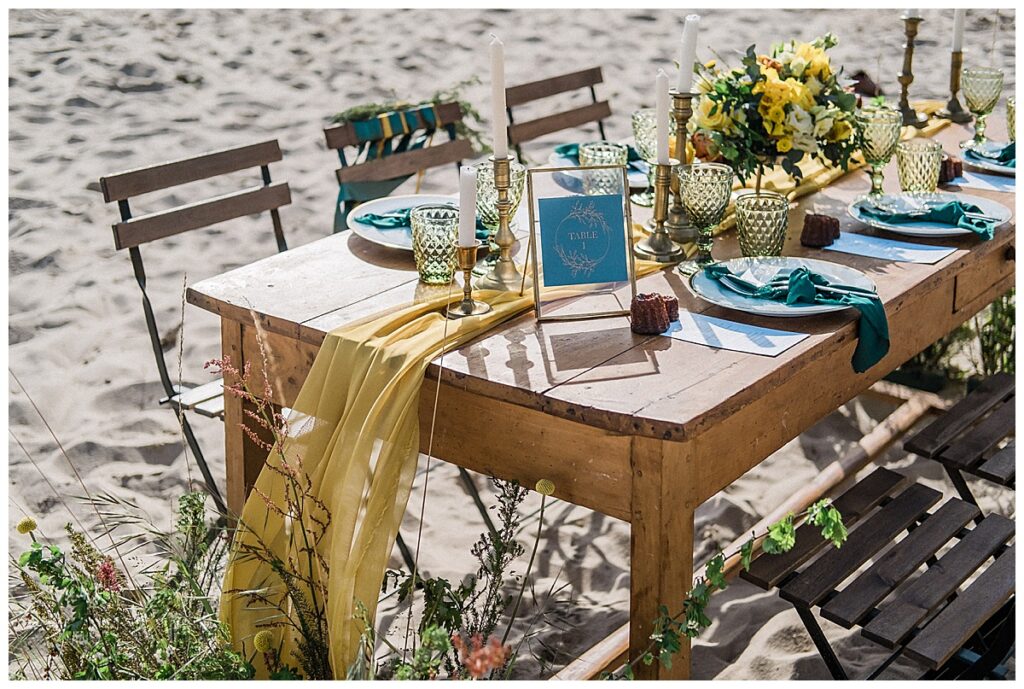 decoration de table emeraude sur le bassin d'arcachon à la villa la Tosca